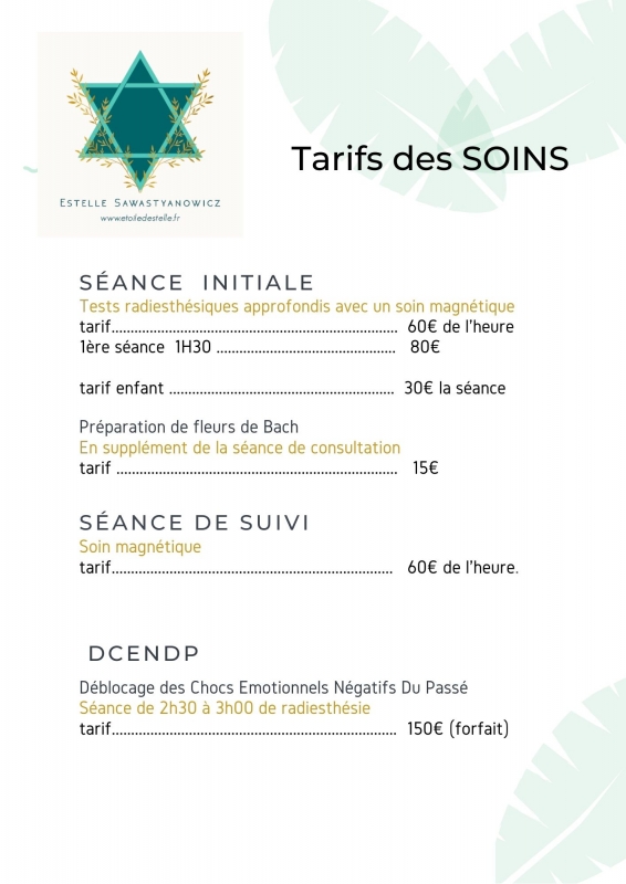 Tarifs des soins